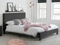 Birlea Furniture & Beds Birlea Berlin 4ft6 Double Black Crushed Velvet Glitz Fabric Bed Frame