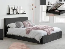 Birlea Furniture & Beds Birlea Berlin 5ft King Size Black Crushed Velvet Glitz Fabric Ottoman Bed Frame