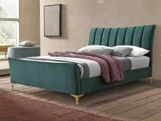 Birlea Furniture & Beds Birlea Clover 5ft King Size Green Velvet Fabric Bed Frame