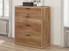 Birlea Furniture & Beds Birlea Stockwell Rustic Oak 4 Drawer Chest of Drawers