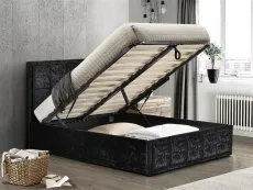 Birlea Furniture & Beds Birlea Hannover 4ft Small Double Black Crushed Velvet Glitz Fabric Ottoman Bed Frame