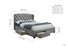 Birlea Furniture & Beds Birlea Hope 4ft6 Double Grey Velvet Fabric 4 Drawer Bed Frame