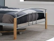 Birlea Furniture & Beds Birlea Tetras 4ft Small Double Silver and Beech Metal Bed Frame