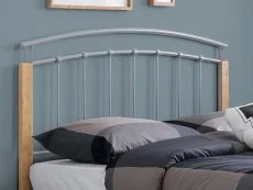 Birlea Furniture & Beds Birlea Tetras 4ft6 Double Silver and Beech Metal Bed Frame