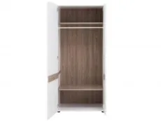 Furniture To Go Chelsea White High Gloss and Oak 2 Door Double Wardrobe