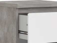 Furniture To Go Naia Grey and White High Gloss 3 Drawer Bedside Table