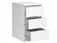 Furniture To Go Furniture To Go Naia White High Gloss 3 Drawer Bedside Table