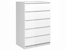 Furniture To Go Furniture To Go Naia White High Gloss 5 Drawer Chest of Drawers