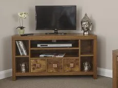 GFW GFW Jakarta Mango Wood Effect Corner 3 Drawer TV Cabinet