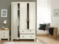 GFW GFW Lancaster Cream and Oak 3 Door 2 Drawer Wardrobe