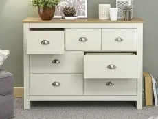 GFW Lancaster Cream and Oak 7 Drawer Merchant Chest of Drawers