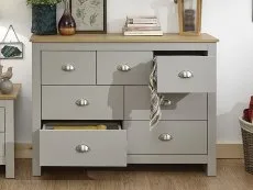 GFW GFW Lancaster Grey and Oak 7 Drawer Merchant Chest of Drawers