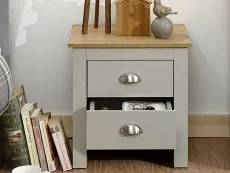 GFW GFW Lancaster Grey and Oak 2 Drawer Bedside Table