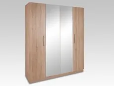 Harmony Harmony Holborn Oak 4 Door Mirrored Large Wardrobe