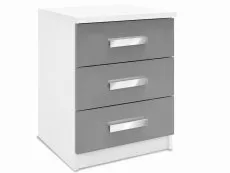 Harmony Harmony Moritz Grey High Gloss and White 3 Drawer Bedside Table