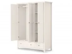 Julian Bowen Maine Surf White 3 Door 2 Drawer Triple Wardrobe