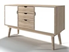 LPD LPD Scandi Oak and White 2 Door 3 Drawer Sideboard