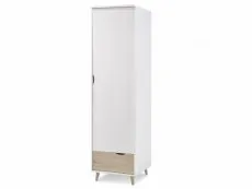 LPD LPD Stockholm White and Oak 1 Door 1 Drawer Single Wardrobe