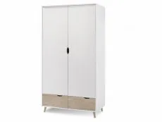 LPD LPD Stockholm White and Oak 2 Door 2 Drawer Double Wardrobe