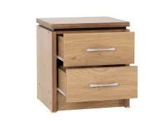 Seconique Charles Oak 2 Drawer Small Bedside Table