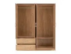 Seconique Seconique Charles Oak 4 Door 2 Drawer Mirrored Large Wardrobe