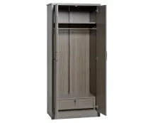 Seconique Lisbon Black Wood Grain Effect 2 Door Double Wardrobe