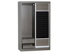 Seconique Seconique Lisbon Black Wood Grain Effect Sliding Door Double Wardrobe