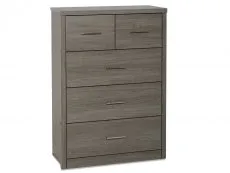 Seconique Seconique Lisbon Black Wood Grain Effect 3+2 Drawer Chest of Drawers