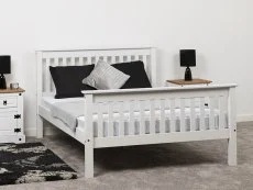 Seconique Seconique Monaco 4ft6 Double White Wooden Bed Frame (High Footend)