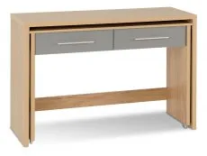 Seconique Seconique Seville Grey High Gloss and Oak 2 Drawer Computer Desk