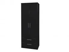 Welcome Welcome 2ft6 Knightsbridge Black High Gloss 2 Door 2 Drawer Double Wardrobe (Assembled)