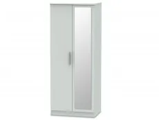 Welcome Welcome 2ft6 Knightsbridge Grey 2 Door Tall Mirrored Double Wardrobe (Assembled)