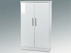 Welcome Welcome 2ft6 Knightsbridge White High Gloss Midi 2 Door Double Wardrobe (Assembled)